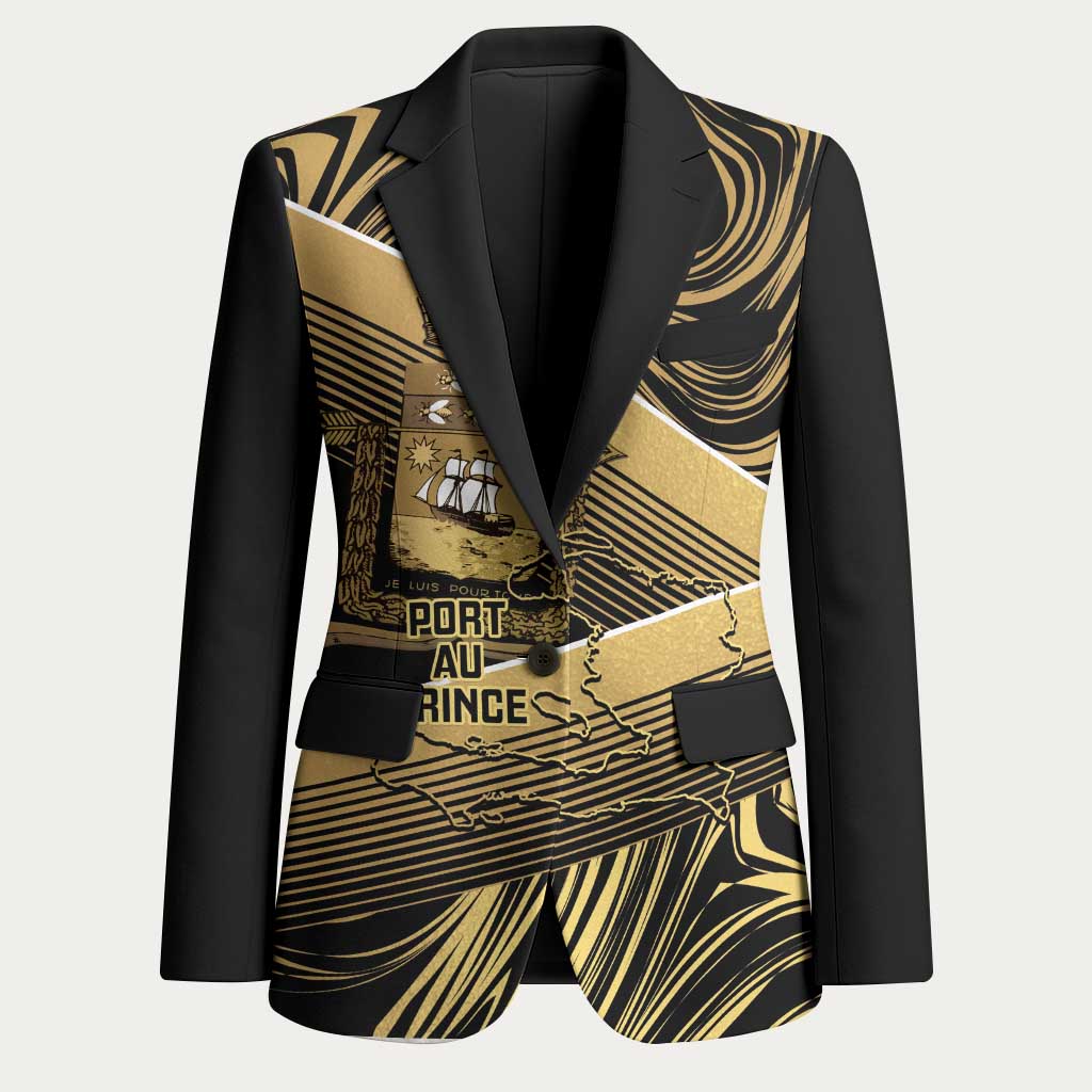 Port-au-Prince Afro-Haitians Blazer Ayiti Map Pòtoprens Gold Color - African Pride