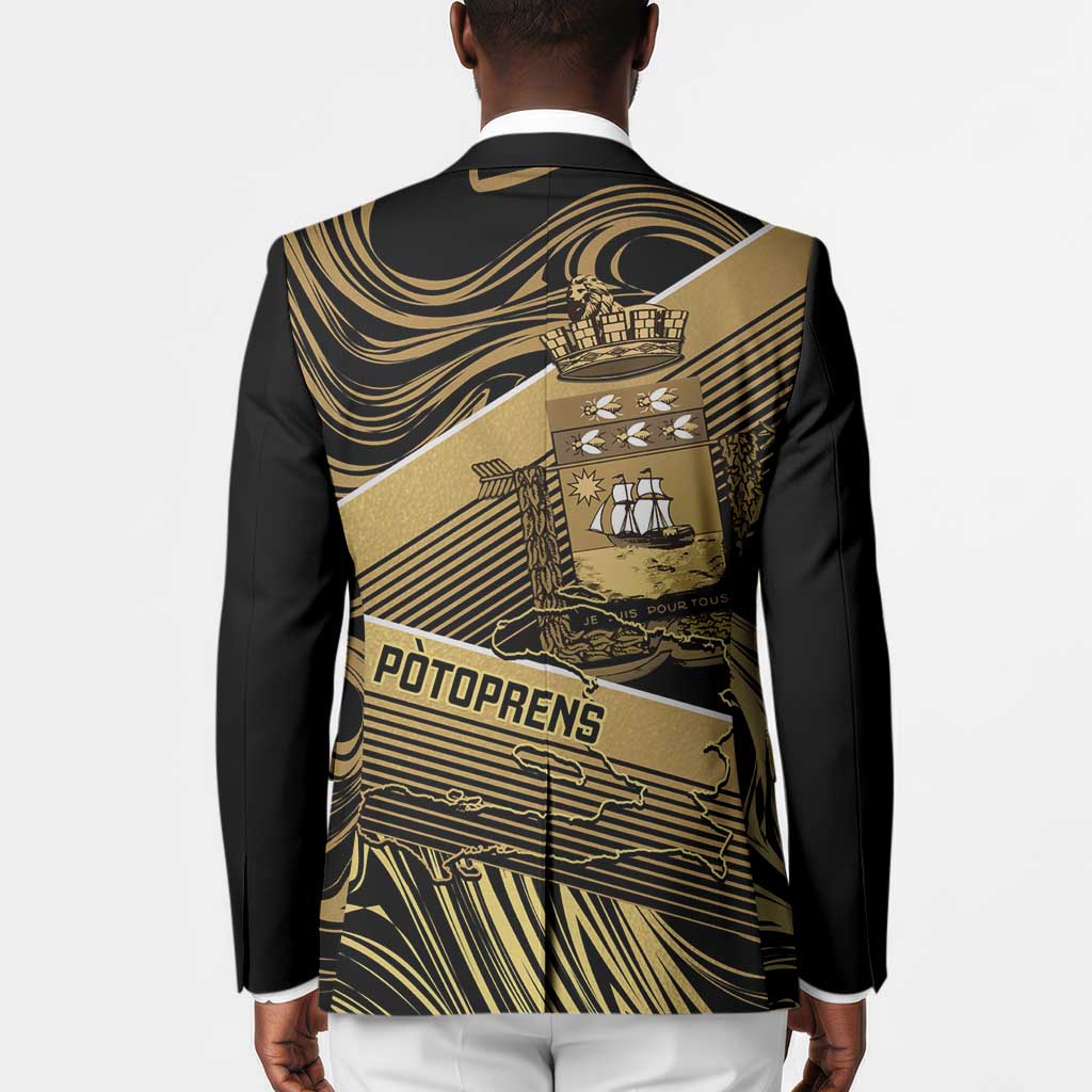 Port-au-Prince Afro-Haitians Blazer Ayiti Map Pòtoprens Gold Color - African Pride