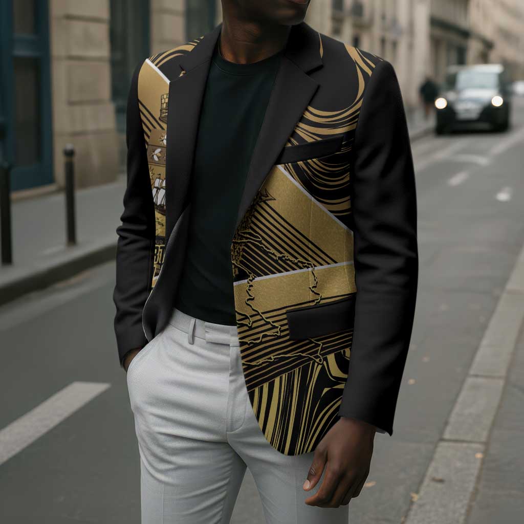 Port-au-Prince Afro-Haitians Blazer Ayiti Map Pòtoprens Gold Color - African Pride