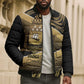 Port-au-Prince Afro-Haitians Bomber Puffer Jacket Ayiti Map Pòtoprens Gold Color - African Pride