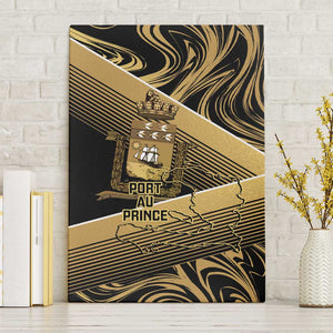 Port-au-Prince Afro-Haitians Canvas Wall Art Ayiti Map Pòtoprens Gold Color - African Pride