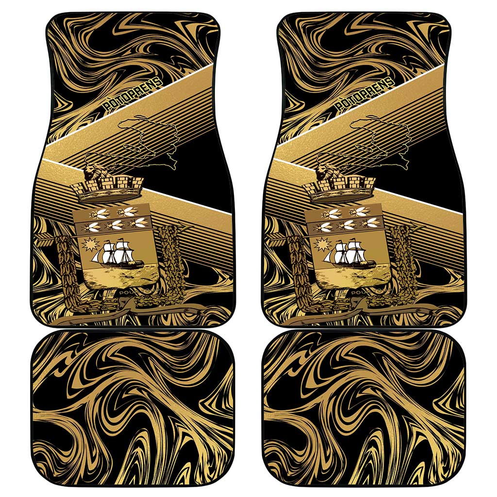 Port-au-Prince Afro-Haitians Car Mats Ayiti Map Pòtoprens Gold Color - African Pride