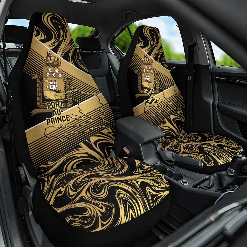 Port-au-Prince Afro-Haitians Car Seat Cover Ayiti Map Pòtoprens Gold Color - African Pride