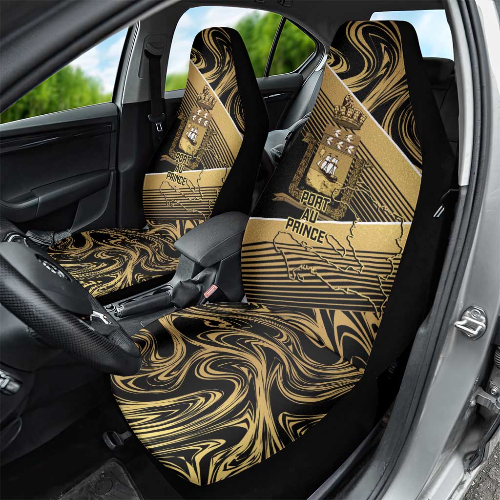 Port-au-Prince Afro-Haitians Car Seat Cover Ayiti Map Pòtoprens Gold Color - African Pride