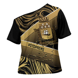 Port-au-Prince Afro-Haitians Cross Shoulder Shirt Ayiti Map Pòtoprens Gold Color - African Pride