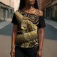 Port-au-Prince Afro-Haitians Cross Shoulder Shirt Ayiti Map Pòtoprens Gold Color - African Pride