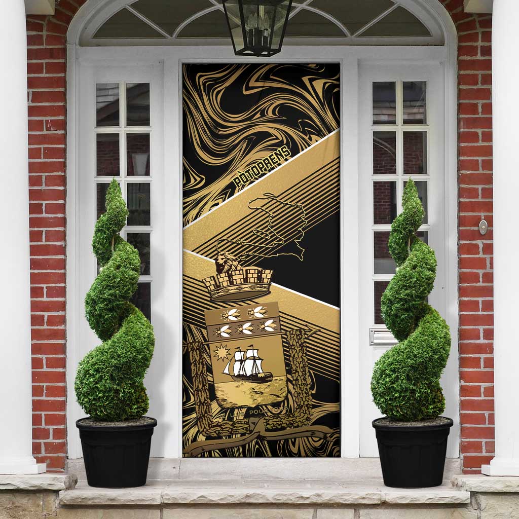 Port-au-Prince Afro-Haitians Door Cover Ayiti Map Pòtoprens Gold Color - African Pride
