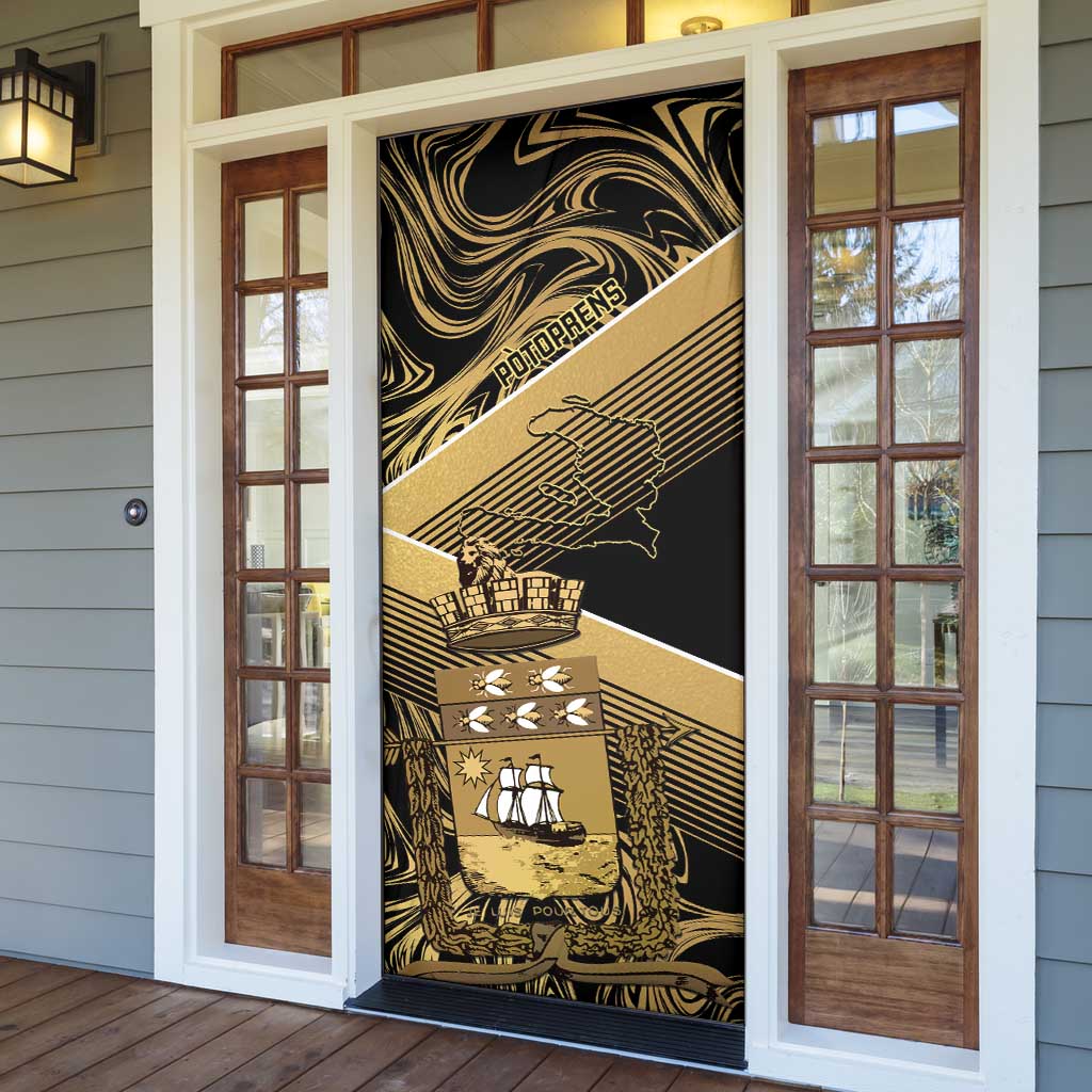 Port-au-Prince Afro-Haitians Door Cover Ayiti Map Pòtoprens Gold Color - African Pride