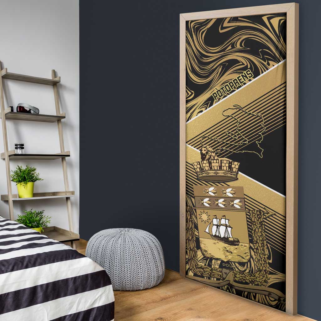 Port-au-Prince Afro-Haitians Door Cover Ayiti Map Pòtoprens Gold Color - African Pride