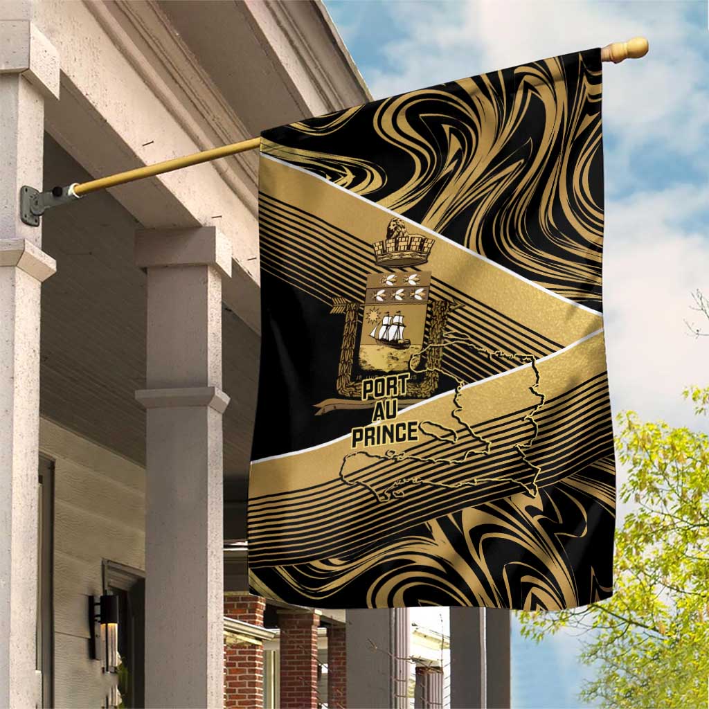 Port-au-Prince Afro-Haitians Garden Flag Ayiti Map Pòtoprens Gold Color - African Pride