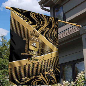 Port-au-Prince Afro-Haitians Garden Flag Ayiti Map Pòtoprens Gold Color - African Pride