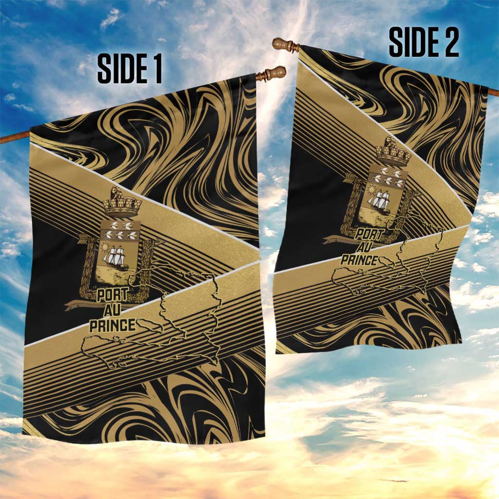 Port-au-Prince Afro-Haitians Garden Flag Ayiti Map Pòtoprens Gold Color - African Pride