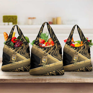 Port-au-Prince Afro-Haitians Grocery Bag Ayiti Map Pòtoprens Gold Color - African Pride