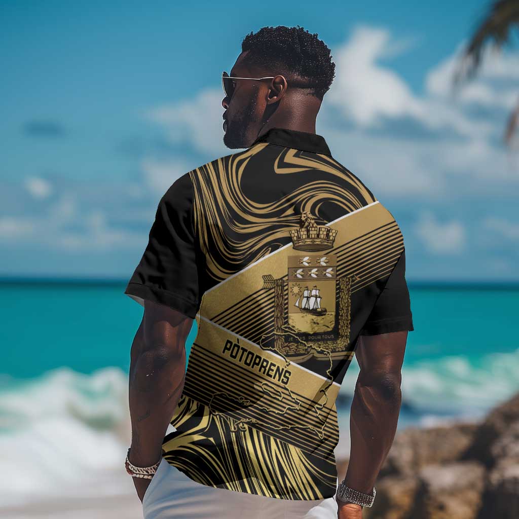 Port-au-Prince Afro-Haitians Hawaiian Shirt Ayiti Map Pòtoprens Gold Color LT14