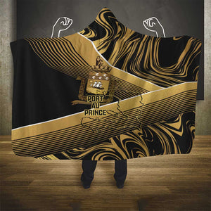 Port-au-Prince Afro-Haitians Hooded Blanket Ayiti Map Pòtoprens Gold Color - African Pride