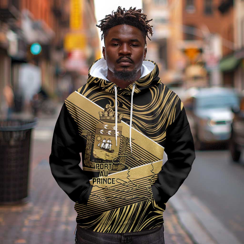 Port-au-Prince Afro-Haitians Hoodie Ayiti Map Pòtoprens Gold Color - African Pride