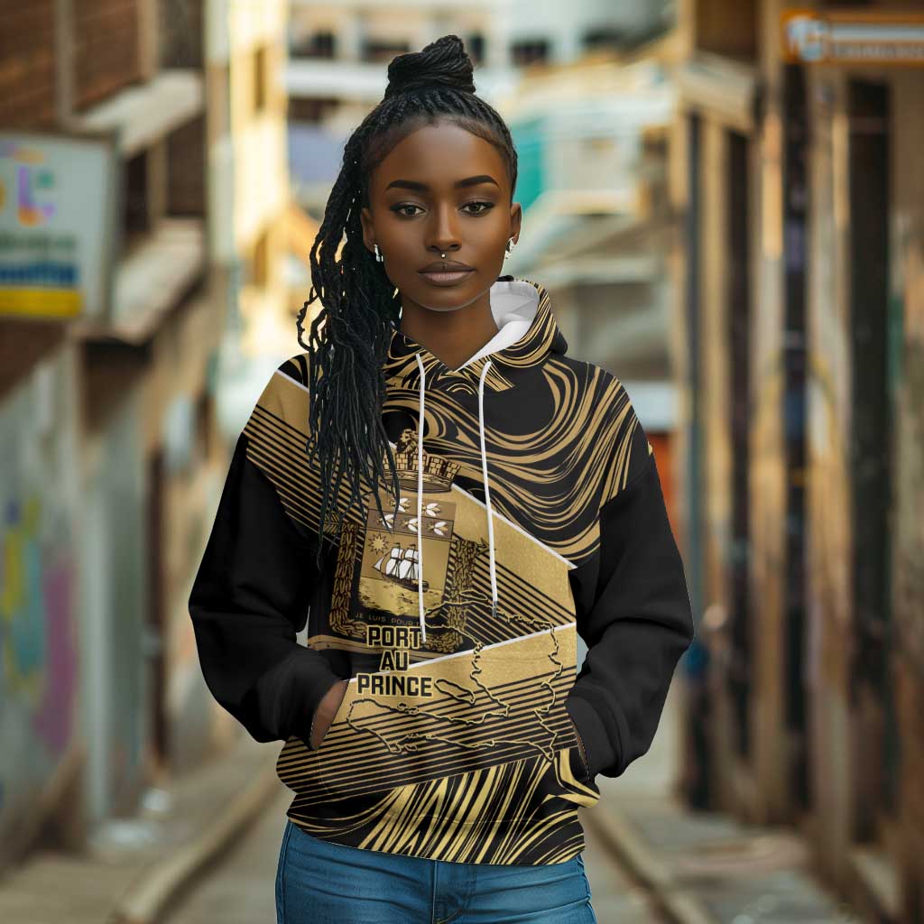 Port-au-Prince Afro-Haitians Hoodie Ayiti Map Pòtoprens Gold Color - African Pride