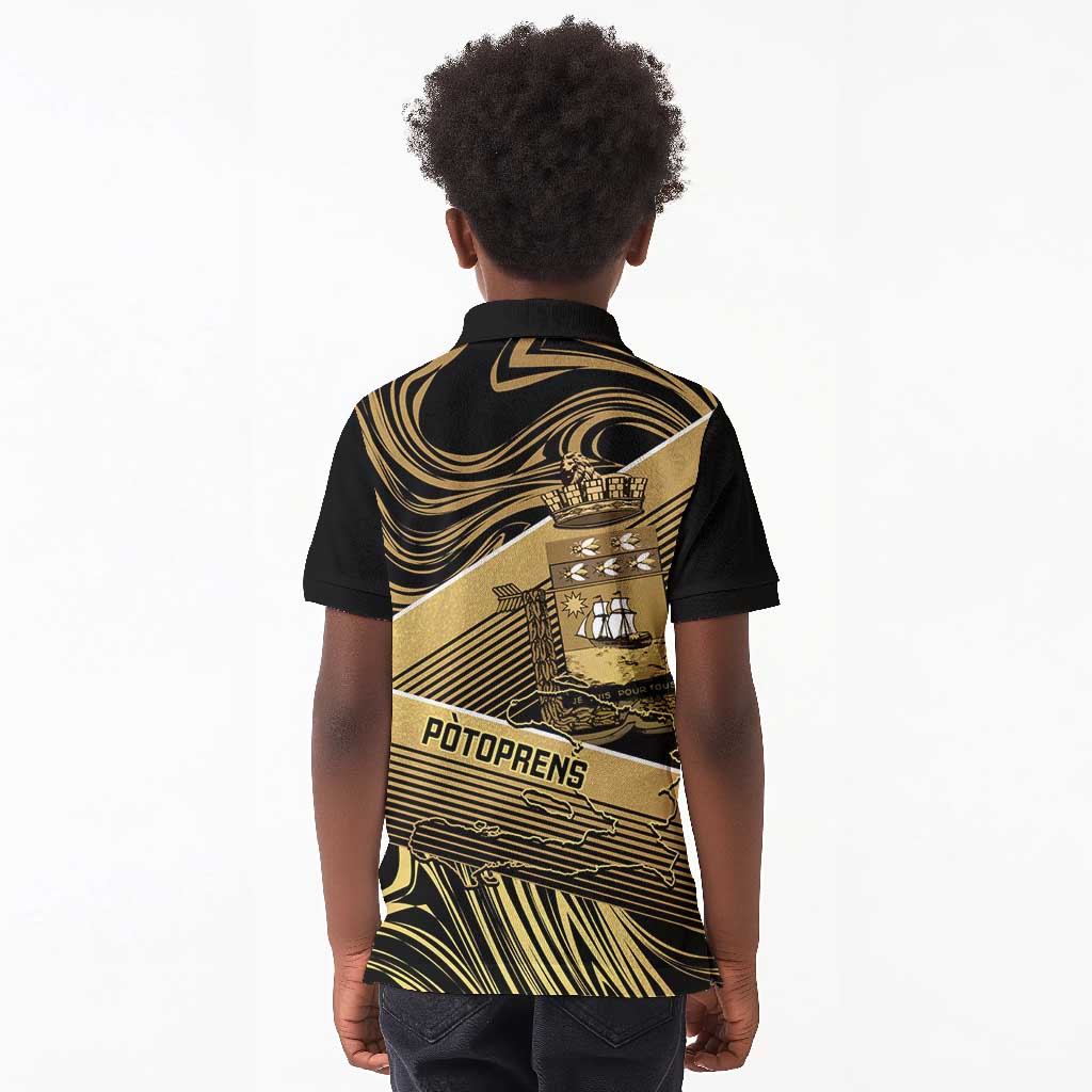 Port-au-Prince Afro-Haitians Kid Polo Shirt Ayiti Map Pòtoprens Gold Color LT14