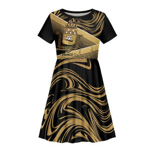 Port-au-Prince Afro-Haitians Kid Short Sleeve Dress Ayiti Map Pòtoprens Gold Color LT14