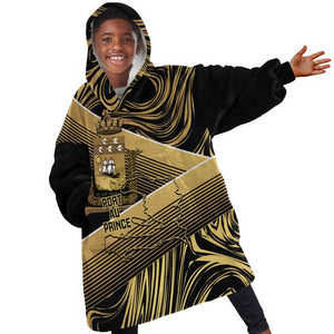 Port-au-Prince Afro-Haitians Kid Wearable Blanket Hoodie Ayiti Map Pòtoprens Gold Color - African Pride