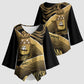 Port-au-Prince Afro-Haitians Kimono Sleeve Blouse Ayiti Map Pòtoprens Gold Color - African Pride