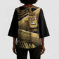 Port-au-Prince Afro-Haitians Kimono Sleeve Blouse Ayiti Map Pòtoprens Gold Color - African Pride