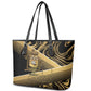 Port-au-Prince Afro-Haitians Leather Tote Bag Ayiti Map Pòtoprens Gold Color - African Pride