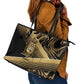 Port-au-Prince Afro-Haitians Leather Tote Bag Ayiti Map Pòtoprens Gold Color - African Pride