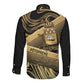 Port-au-Prince Afro-Haitians Long Sleeve Button Shirt Ayiti Map Pòtoprens Gold Color - African Pride