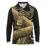 Port-au-Prince Afro-Haitians Long Sleeve Polo Shirt Ayiti Map Pòtoprens Gold Color - African Pride