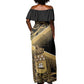 Port-au-Prince Afro-Haitians Off Shoulder Maxi Dress Ayiti Map Pòtoprens Gold Color - African Pride