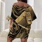 Port-au-Prince Afro-Haitians Off Shoulder Short Dress Ayiti Map Pòtoprens Gold Color - African Pride