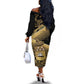 Port-au-Prince Afro-Haitians Off The Shoulder Long Sleeve Dress Ayiti Map Pòtoprens Gold Color - African Pride