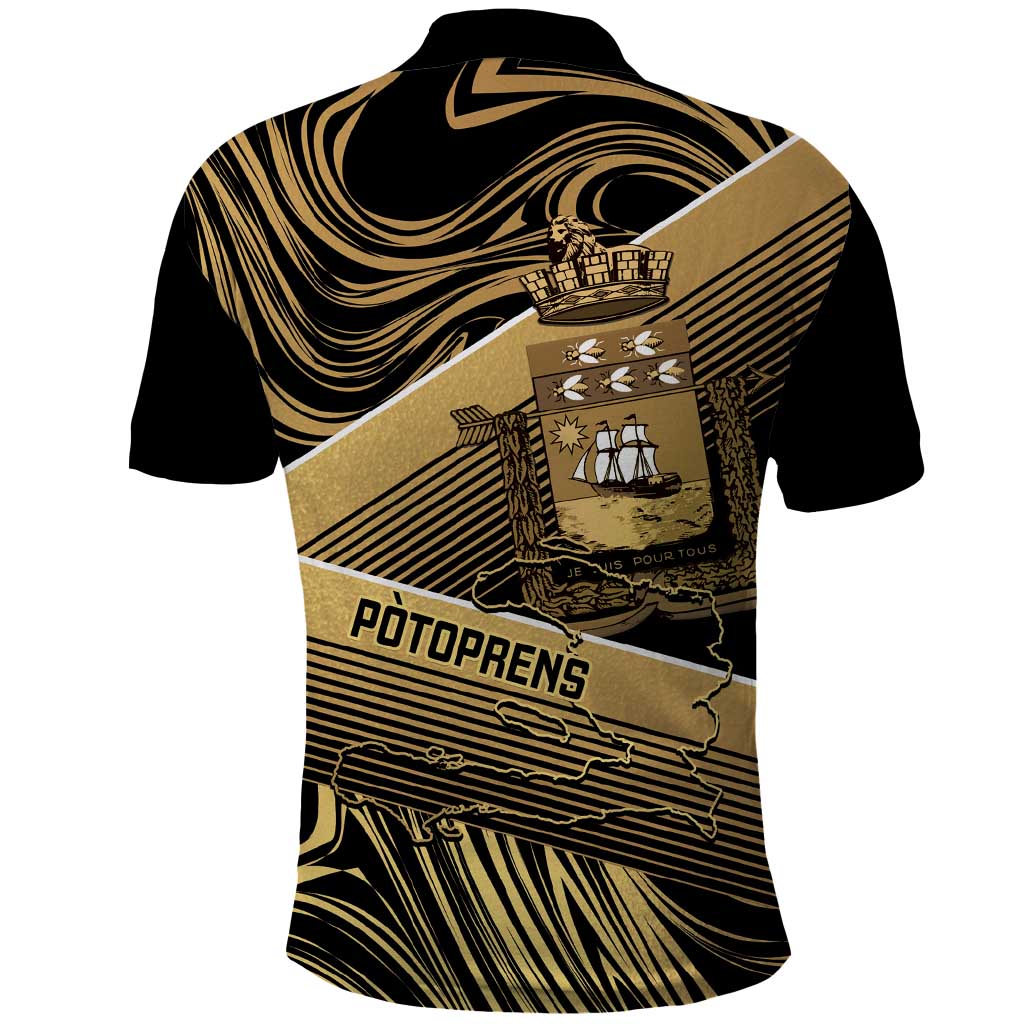 Port-au-Prince Afro-Haitians Polo Shirt Ayiti Map Pòtoprens Gold Color LT14