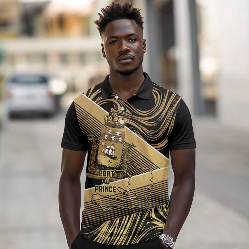 Port-au-Prince Afro-Haitians Polo Shirt Ayiti Map Pòtoprens Gold Color LT14