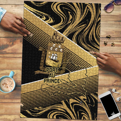 Port-au-Prince Afro-Haitians Puzzle Ayiti Map Pòtoprens Gold Color - African Pride