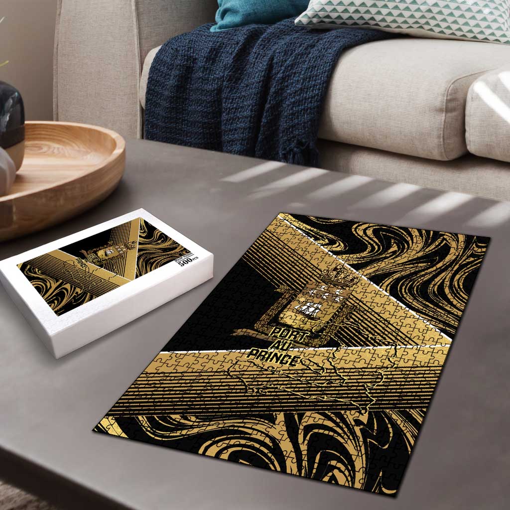 Port-au-Prince Afro-Haitians Puzzle Ayiti Map Pòtoprens Gold Color - African Pride