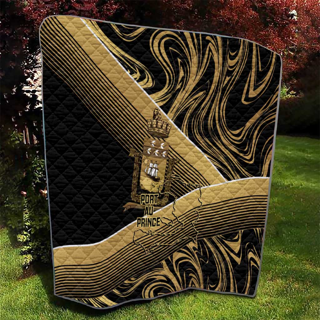 Port-au-Prince Afro-Haitians Quilt Ayiti Map Pòtoprens Gold Color - African Pride