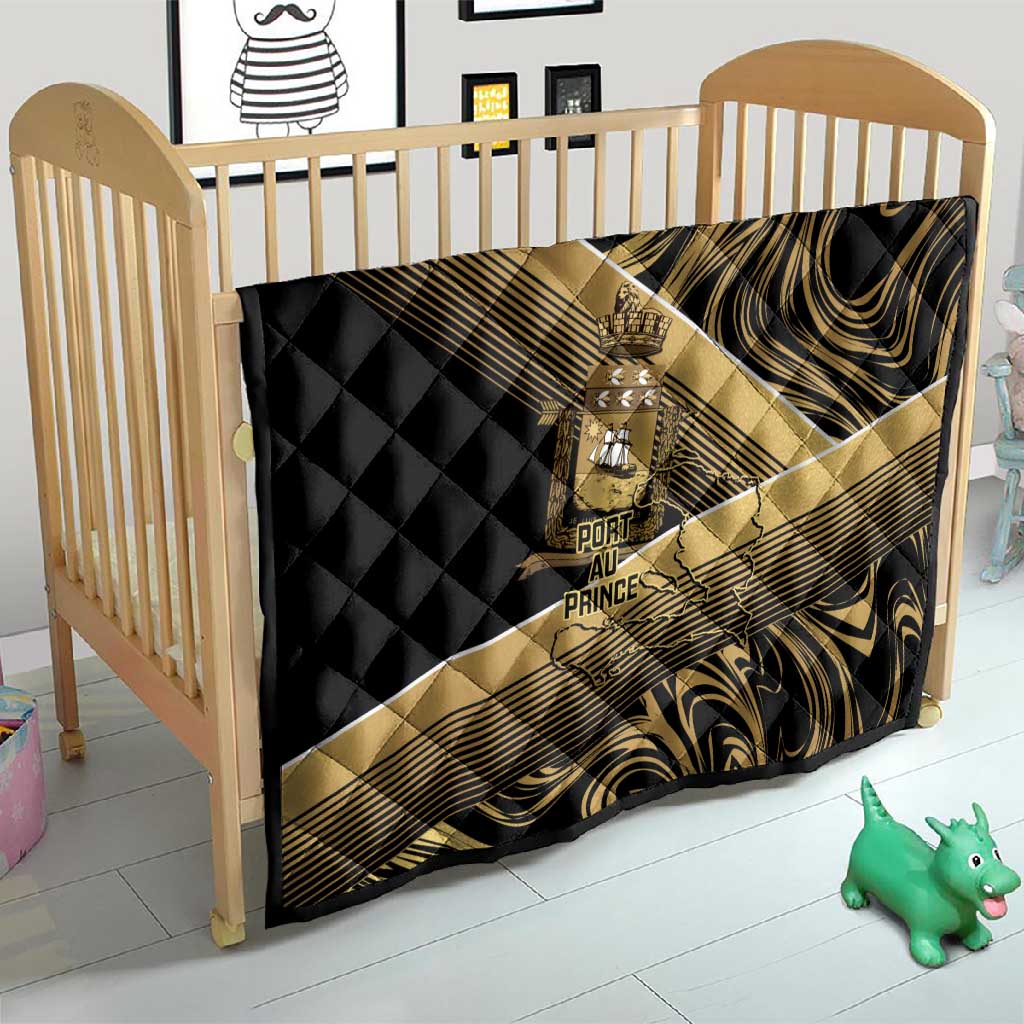 Port-au-Prince Afro-Haitians Quilt Ayiti Map Pòtoprens Gold Color - African Pride