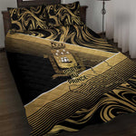 Port-au-Prince Afro-Haitians Quilt Bed Set Ayiti Map Pòtoprens Gold Color - African Pride