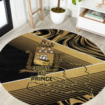 Port-au-Prince Afro-Haitians Round Carpet Ayiti Map Pòtoprens Gold Color - African Pride