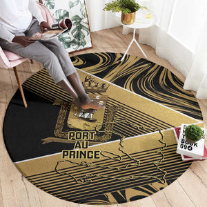 Port-au-Prince Afro-Haitians Round Carpet Ayiti Map Pòtoprens Gold Color - African Pride