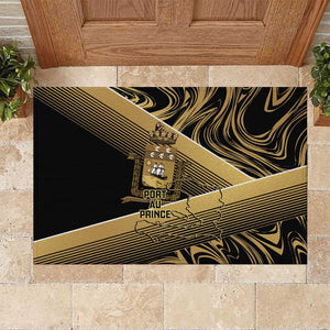 Port-au-Prince Afro-Haitians Rubber Doormat Ayiti Map Pòtoprens Gold Color - African Pride