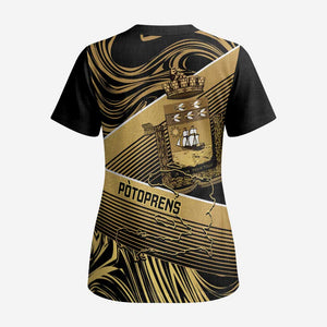 Port-au-Prince Afro-Haitians Scrub Top Ayiti Map Pòtoprens Gold Color - African Pride