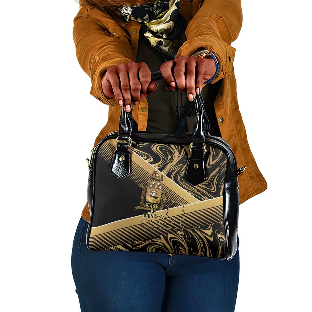Port-au-Prince Afro-Haitians Shoulder Handbag Ayiti Map Pòtoprens Gold Color - African Pride