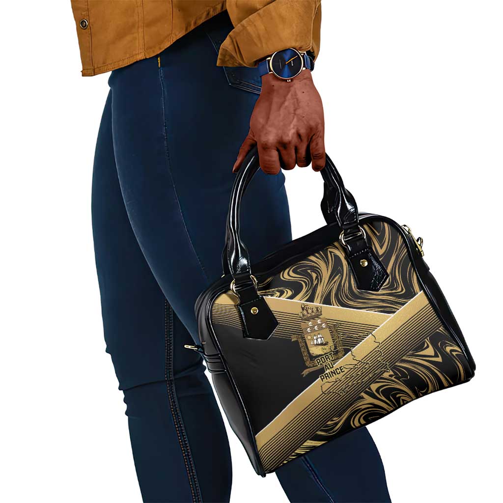 Port-au-Prince Afro-Haitians Shoulder Handbag Ayiti Map Pòtoprens Gold Color - African Pride