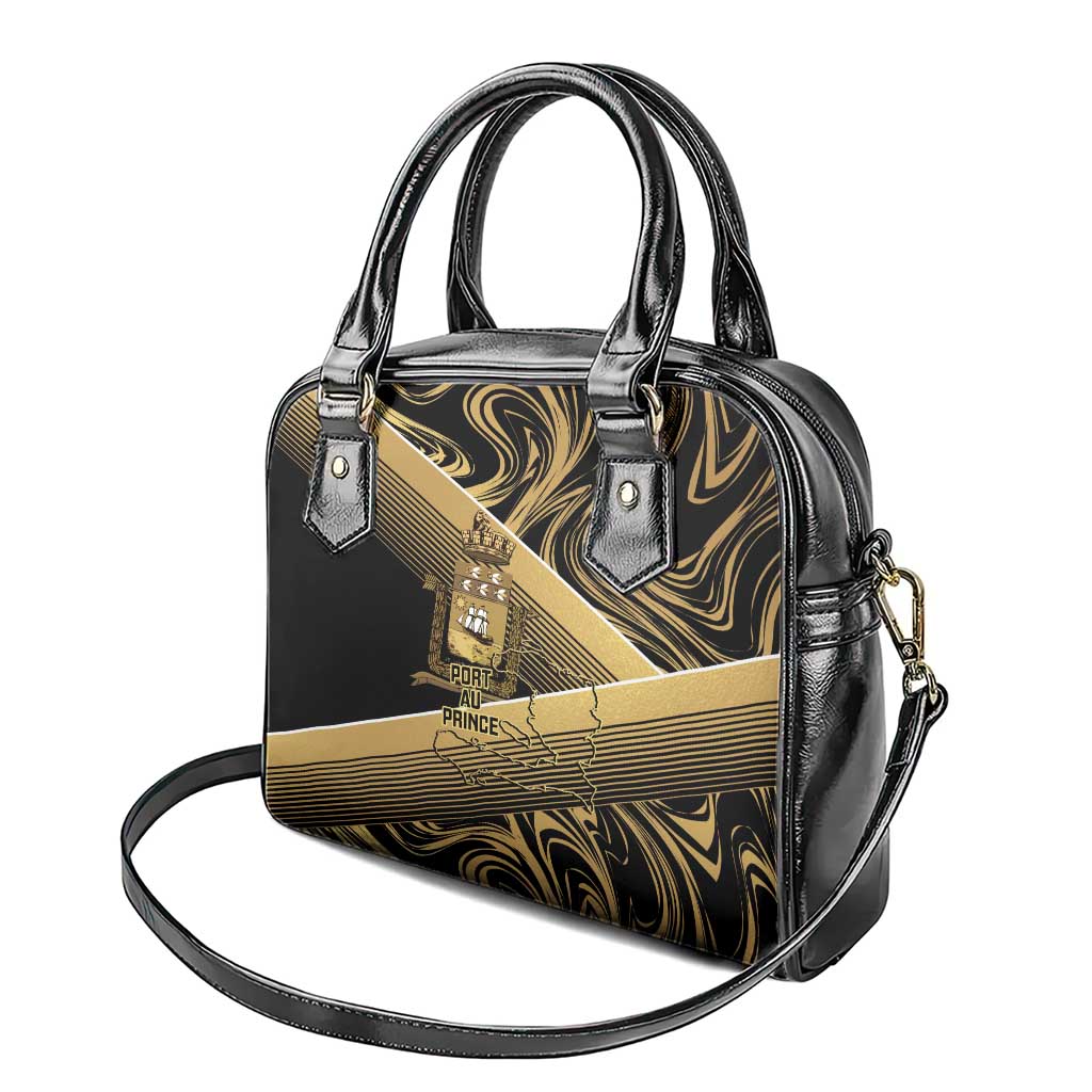 Port-au-Prince Afro-Haitians Shoulder Handbag Ayiti Map Pòtoprens Gold Color - African Pride