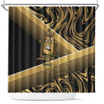 Port-au-Prince Afro-Haitians Shower Curtain Ayiti Map Pòtoprens Gold Color - African Pride