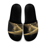 Port-au-Prince Afro-Haitians Slide Sandals Ayiti Map Pòtoprens Gold Color - African Pride
