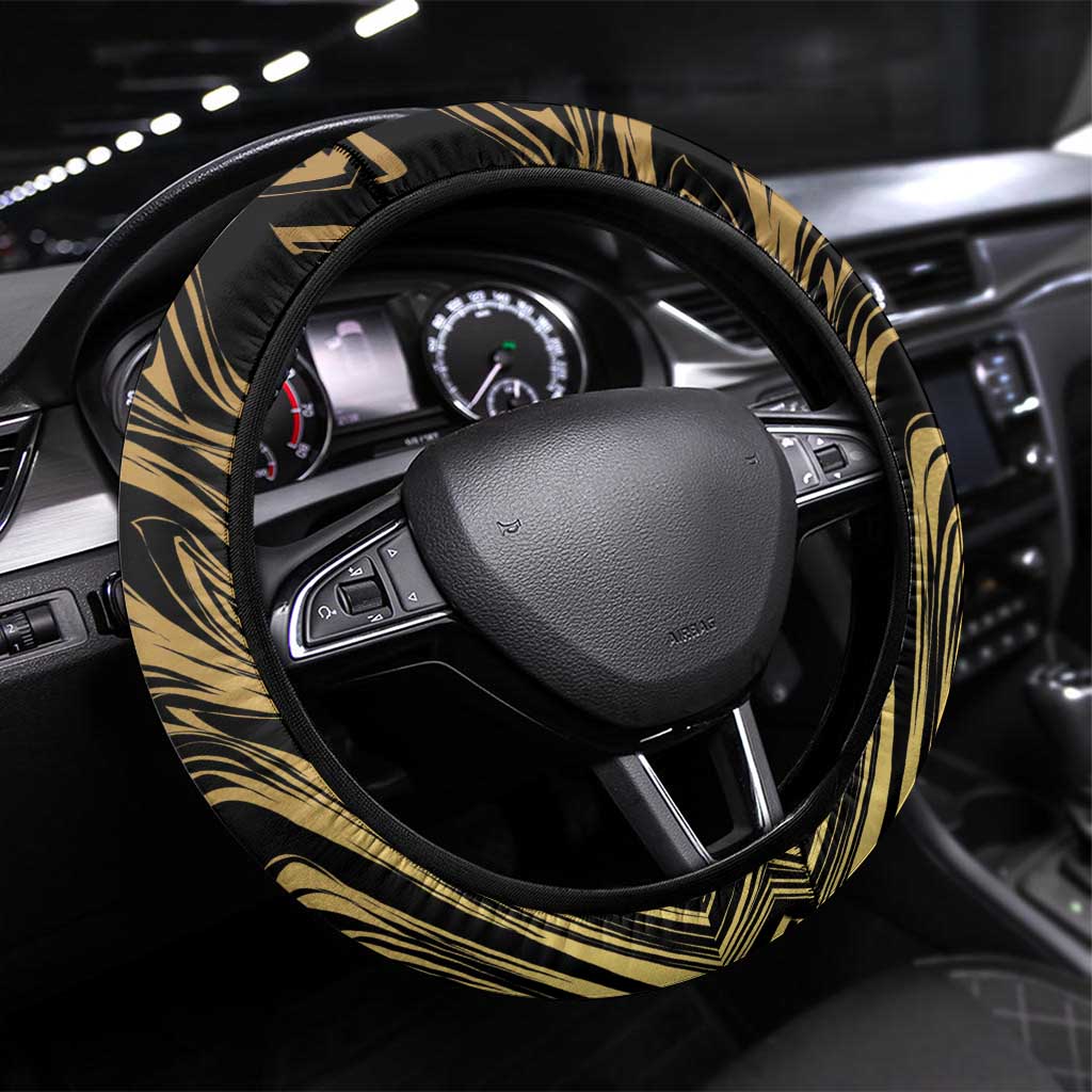 Port-au-Prince Afro-Haitians Steering Wheel Cover Ayiti Map Pòtoprens Gold Color - African Pride